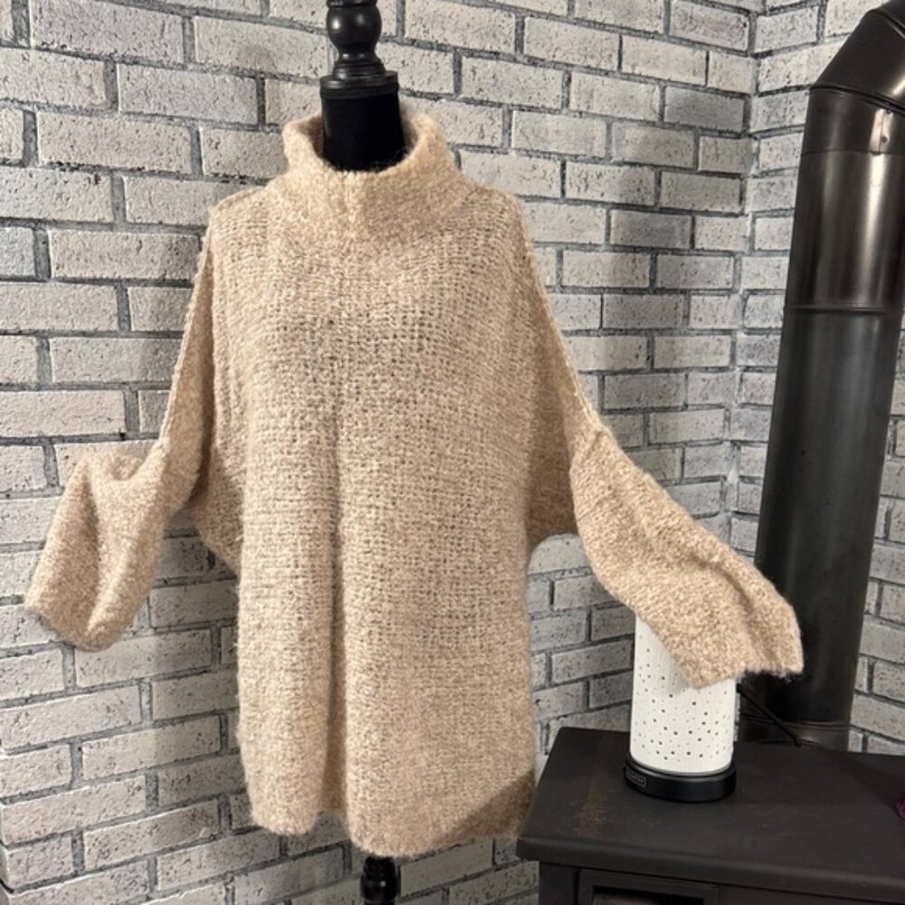 Free People Soft Ivory Cowl Neck Sweater